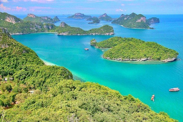 Angthong National Marine Park en lancha rápida con esnórquel y kayak