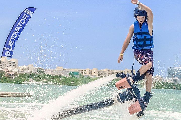 Flyboard extreme activity in Cancun with equipment and instructor