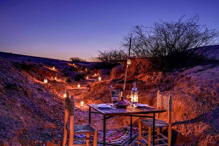 Marrakech: Dinner In Desert Agafay, Sunset Camel Ride & Fire Show