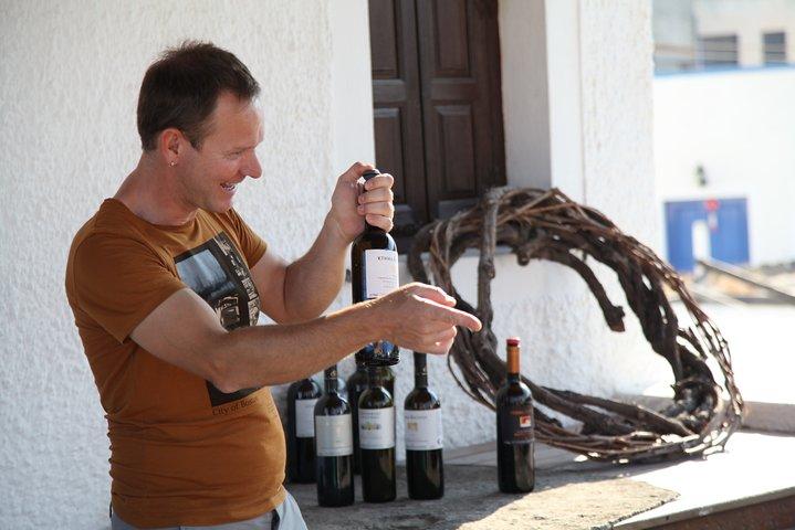 Excursão de degustação de comida e vinho grega para grupos pequenos em Santorini