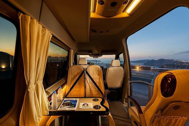 サントリーニ島ワインロードツアー、ワインテイスティング、朝と夕日