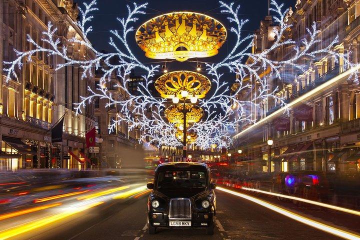 Visite de Londres en bus de nuit avec illuminations de Noël et guide en direct