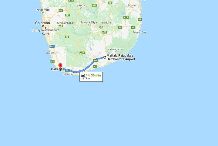 Transferência privada do aeroporto Mattala (HRI) para a cidade de Galle
