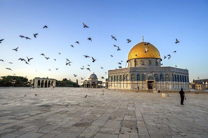 Monte del Templo de Jerusalén y Cúpula de la Roca desde Tel Aviv