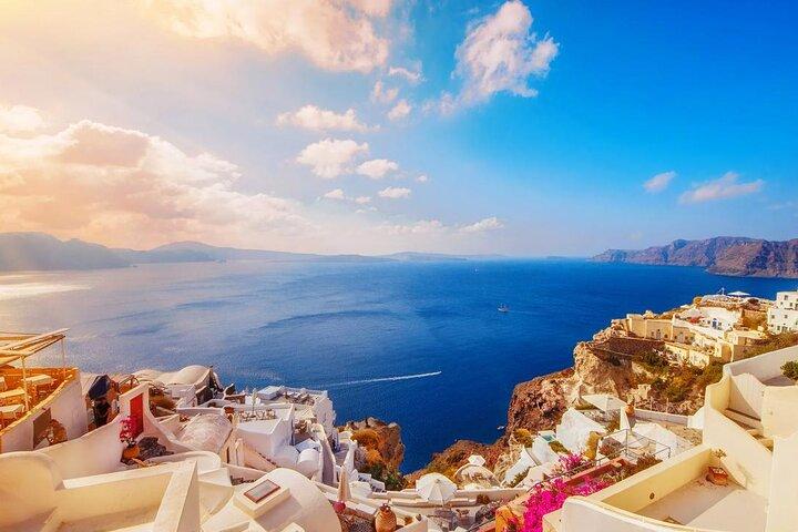 Excursão privada de meio dia por Santorini com embarque