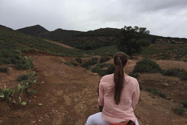 Excursion d'une journée au parc national de toubkal dans la vallée de l'Ourika et promenade à dos de chameau au coucher du soleil