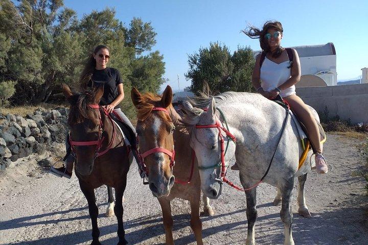 Santorini: Megalochori ridetur med guide