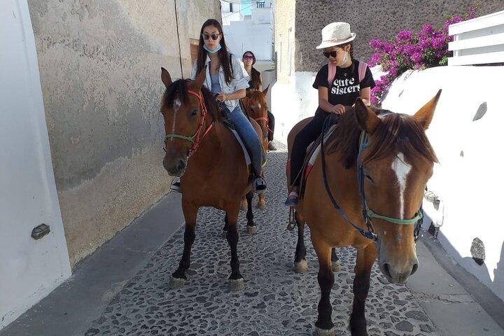 Santorini: Megalochori ridetur med guide