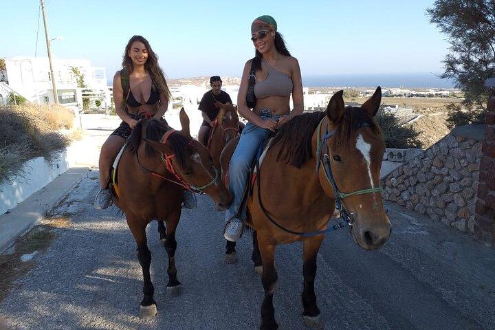 Santorini: Megalochori ridetur med guide