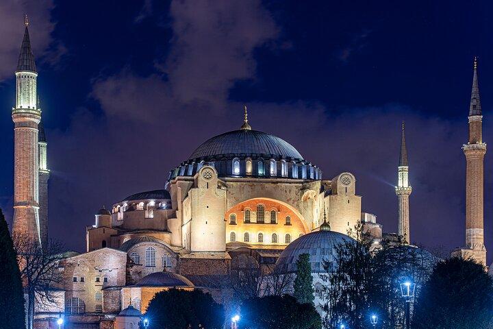 De nuit: Sainte-Sophie et la Mosquée Bleue