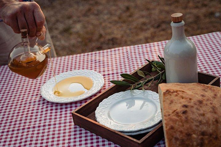 Sunset wine tasting in vineyard