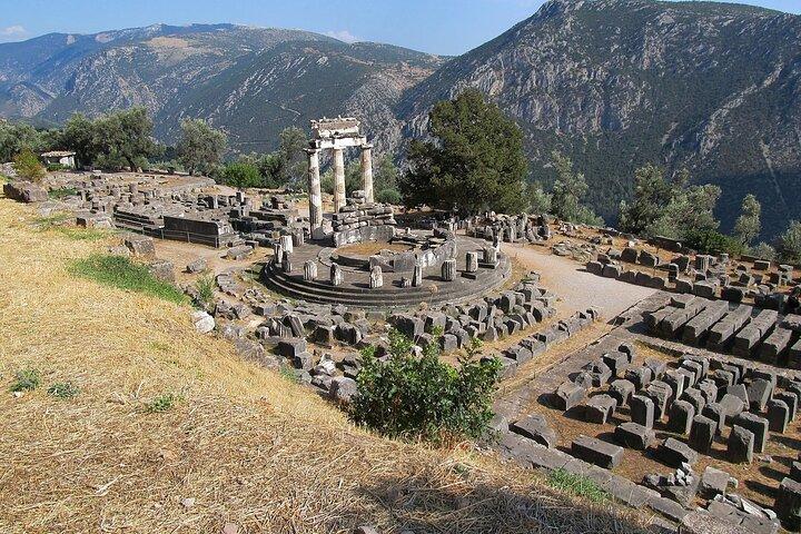 Excursão privada a Delphi de Atenas e degustação de azeitonas - Farm Lunch