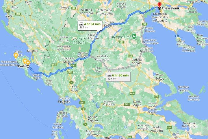 Serviço de transfer de Corfu para Thessaloniki