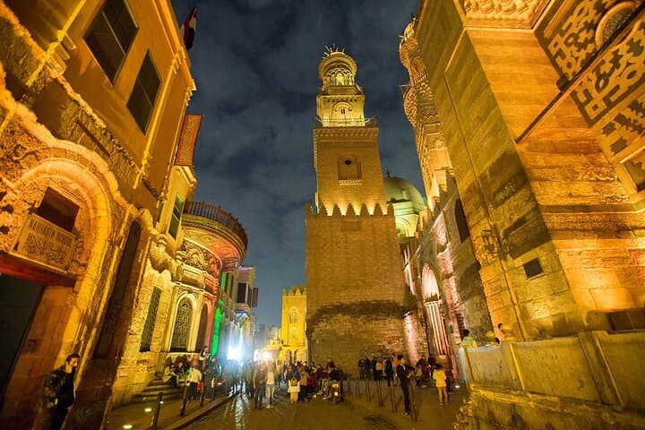 El-moez street and cairo tower with dinner