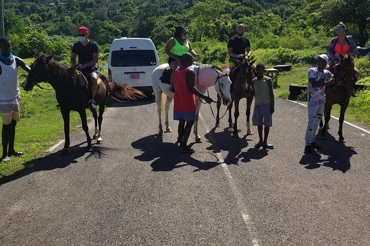 乗馬と海での水泳、ブルーホール滝 [ocho rios]