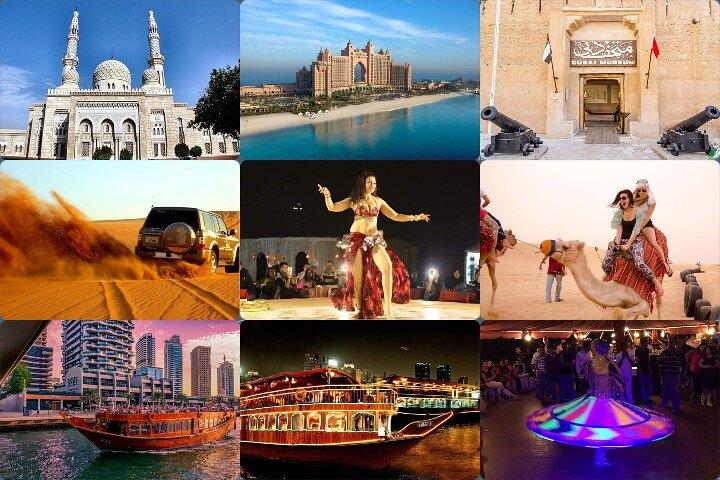 Dubai City Tour, Desert Safari en Marina Dhow Cruise Tour (TRIO) 2 dagen
