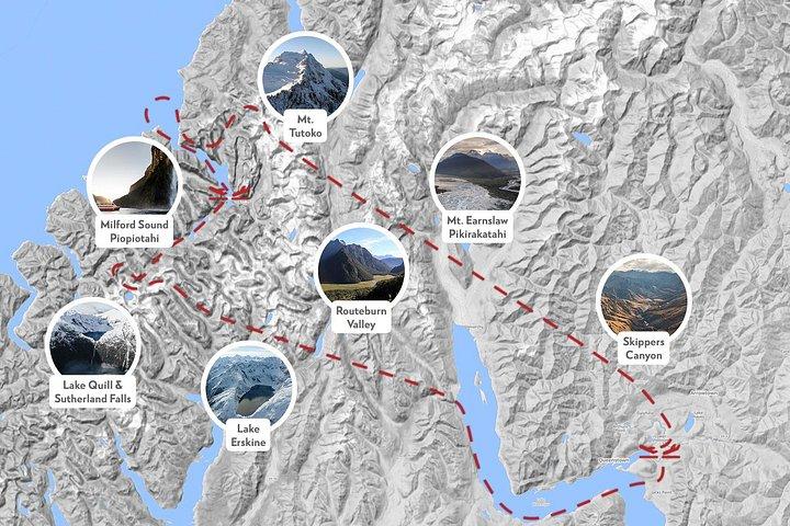 クイーンズタウン発ミルフォード・サウンドフライト＆クルーズ日帰り旅行