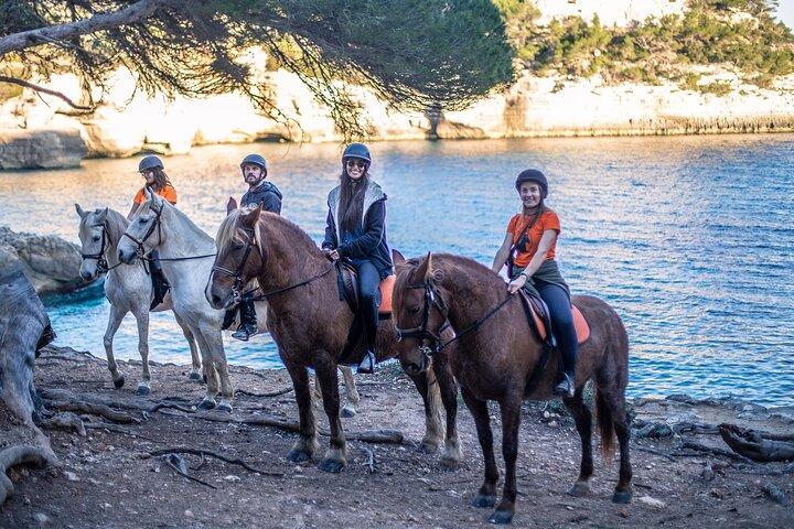 Cala Mitjana、メノルカ島、スペインでの乗馬
