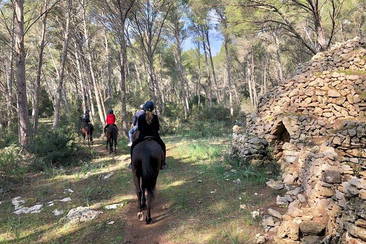 Ridning i Cala Mitjana, Menorca, Spanien