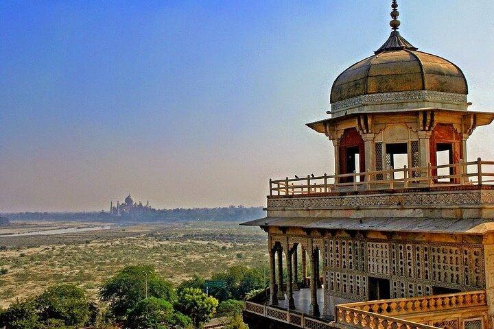 Tour privato di mezza giornata all'alba al Taj Mahal con visita ad Agra Fort