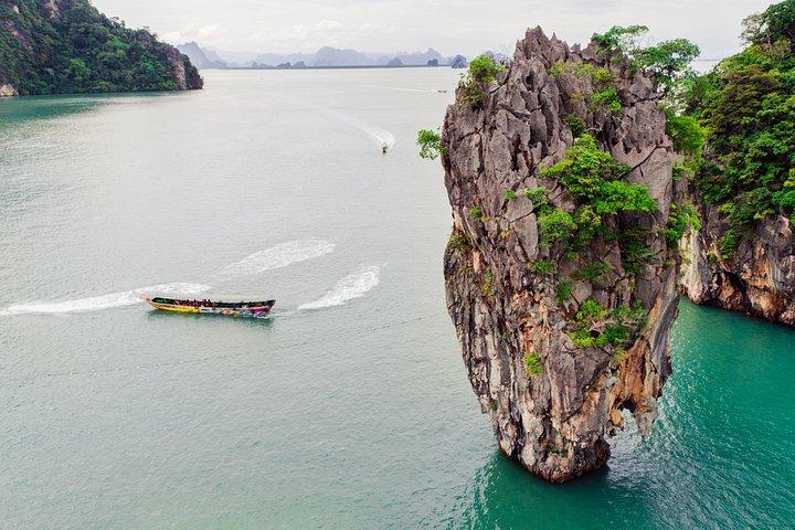 プーケット：ジェームズ ボンド島 + カヌー ロングテール小グループ ボート ツアー