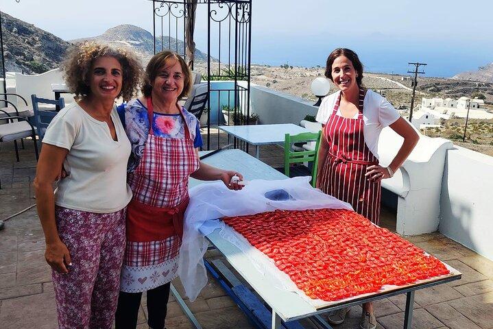 Clase de cocina y cata de vinos en Santorini