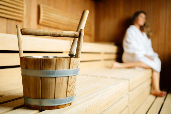 Private Eco Wood Burning Sauna Bathing including Massage with Eucalyptus Leaves