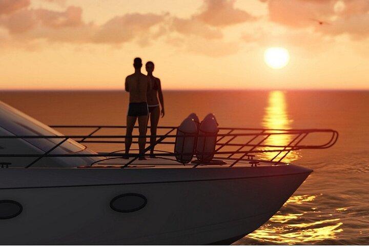 Barcelona Privat Lyx Motor Yacht Solnedgång Kryssning med Drycker