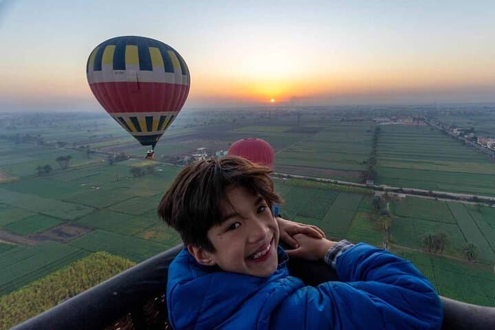 Sunrise hot air balloon flight over luxor