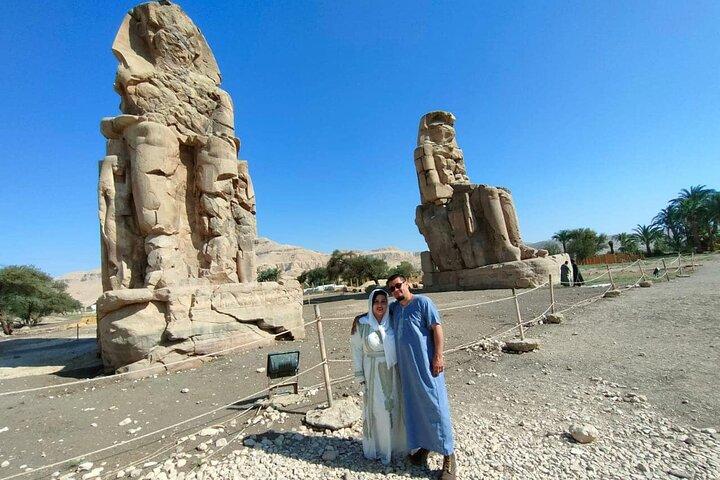 Visite privée du roi de la vallée, temple d'Hatchepsout, statue colossale Memnon West Luxor
