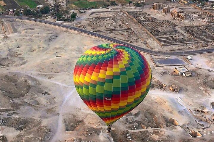 Sunrise hot air balloon flight over luxor