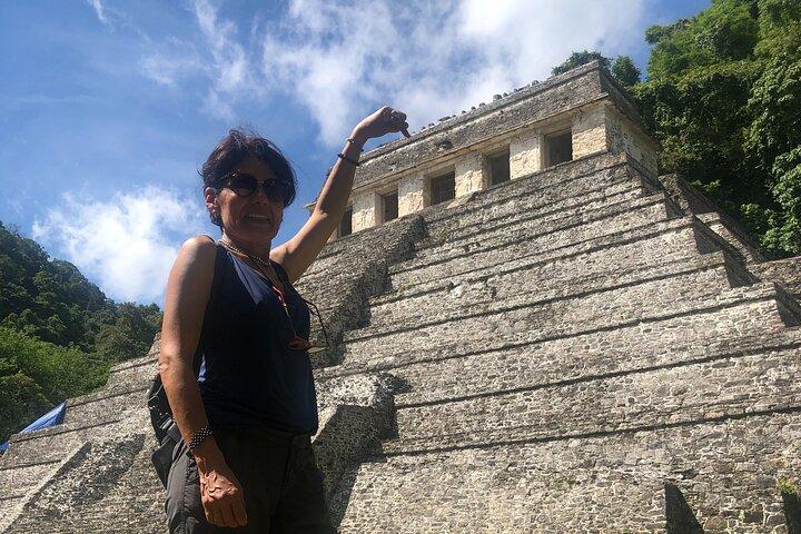 Archeologische vindplaats Palenque vanaf Villahermosa Stad of luchthaven