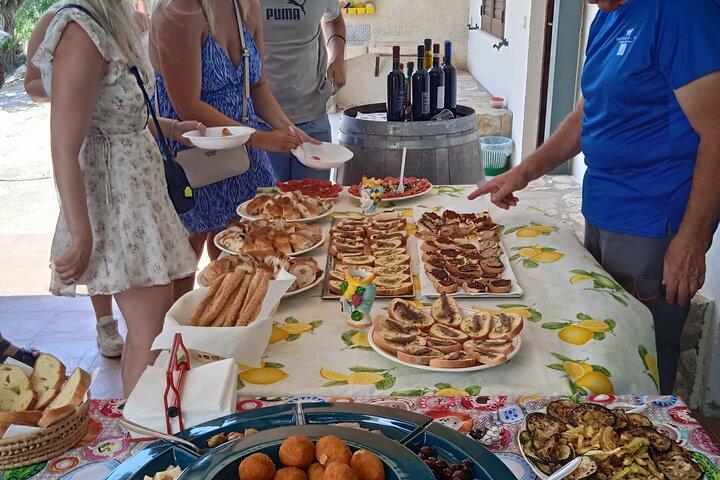 Tour de viñedos, degustación de vinos y delicias sicilianas en una bodega en Agrigento