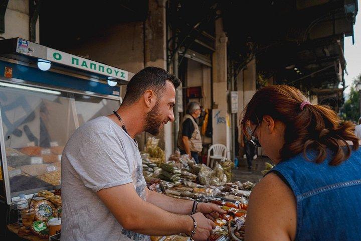 アテネのギリシャ テイスティング ワークショップと食品市場ツアー
