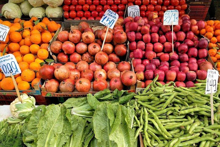 Taller de degustación griega y visita al mercado de alimentos en Atenas