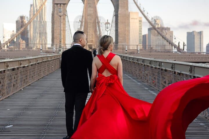 New York Flying-dress photoshoot with iconic NYC views