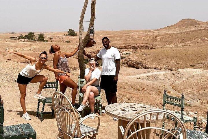 Evening sunset, desert dancing and test morocco food in Agafay desert