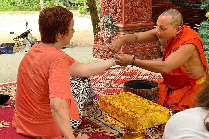 Buddhist Monastery with Monks Water Blessing