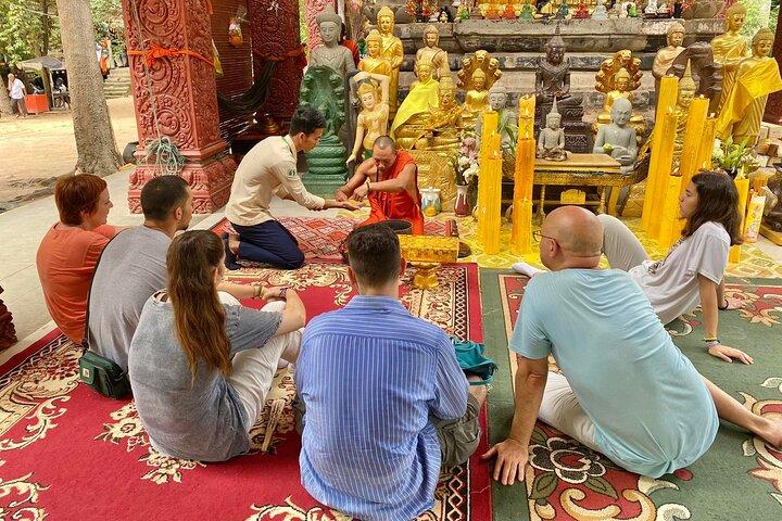 Buddhist Monastery with Monks Water Blessing