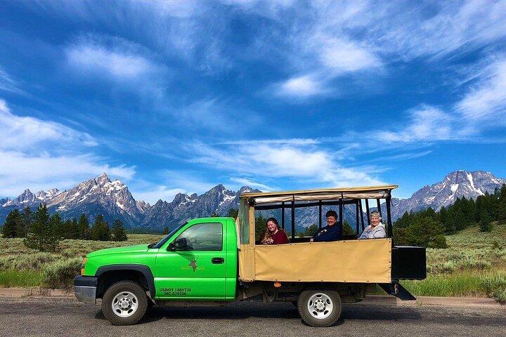 密閉型またはオープンエアの乗り物でのグランドティトン・ワイルドライフ・サファリ（季節による）