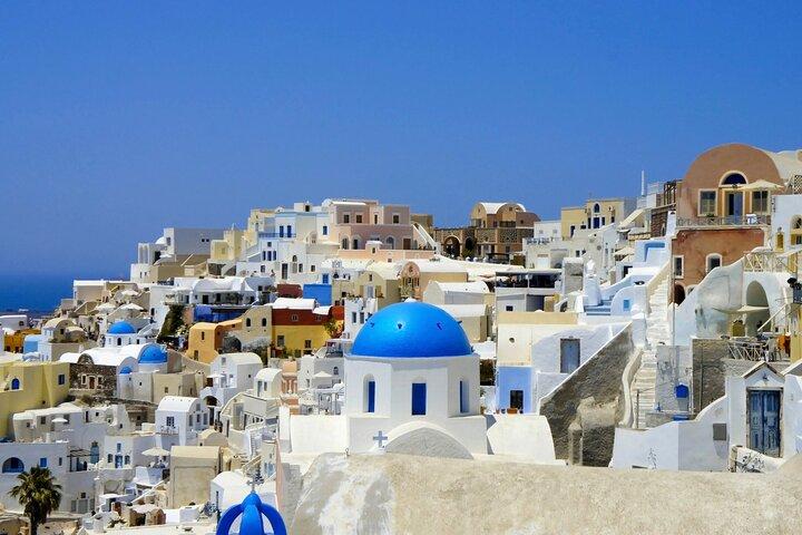 Excursão de ônibus pelos principais pontos em Santorini com transporte