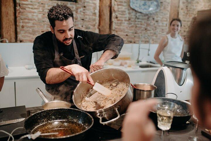 Madrid Tapas & Paella Cooking Experience with Local Market Visit