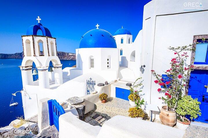 Santorini Tour privado de dia inteiro com degustação de vinho incluído