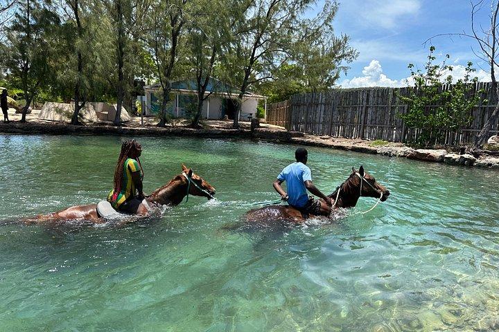 モンテゴ ベイのバンブー ラフティング & 乗馬と水泳のガイド付きツアー