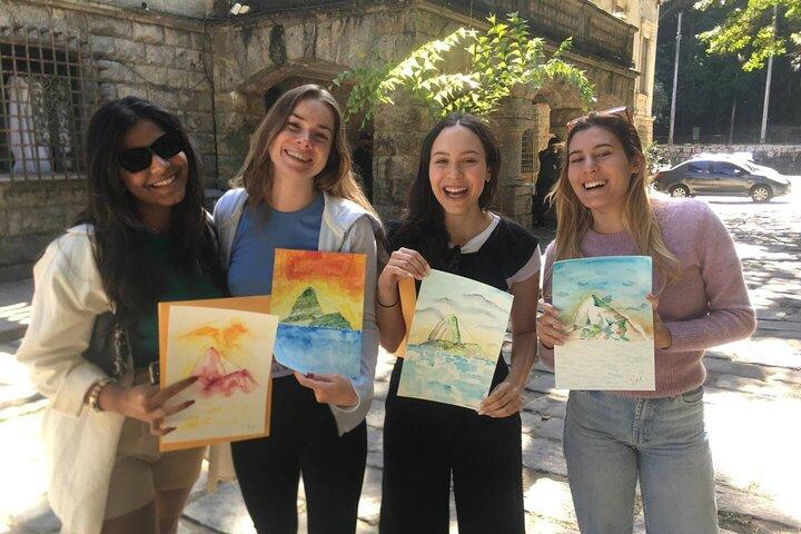 Aula de aquarela de 1 hora com vista para o Pão de Açúcar