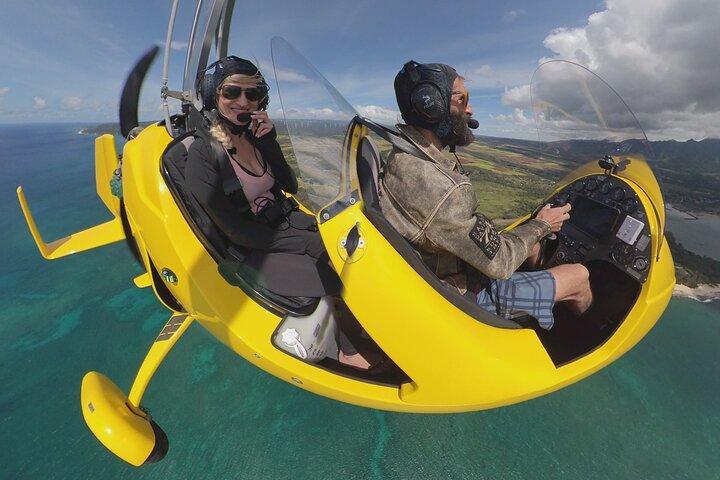 Vuelos privados en autogiro de Hawái sobre la costa norte de Oahu