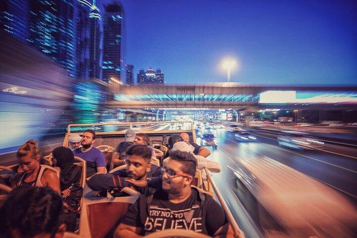 Dubai: Stor bus panoramisk nat tur med åben bus