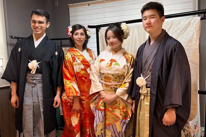 Experiencia con kimono y lección de cocina casera japonesa Osaka Umeda