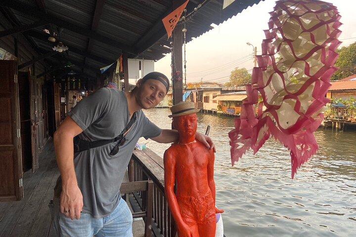 Private kleine Teak-Bootstour durch Bangkok mit Kochen im Garten