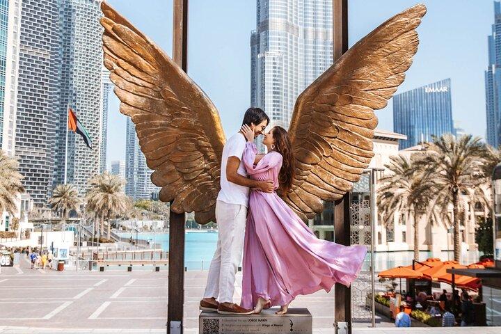 Moderne wandeltocht door Dubai, Burj Lake Ride, fonteinshow en souks